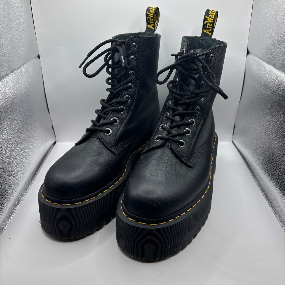 Dr. Martens 1460 Pascal Max Boots Womens 10 Black Pisa Leather Chunky Platform